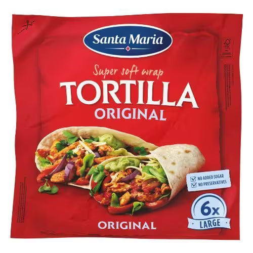 Tortilla pšeničná 6ks/24cm 371g Santa Maria