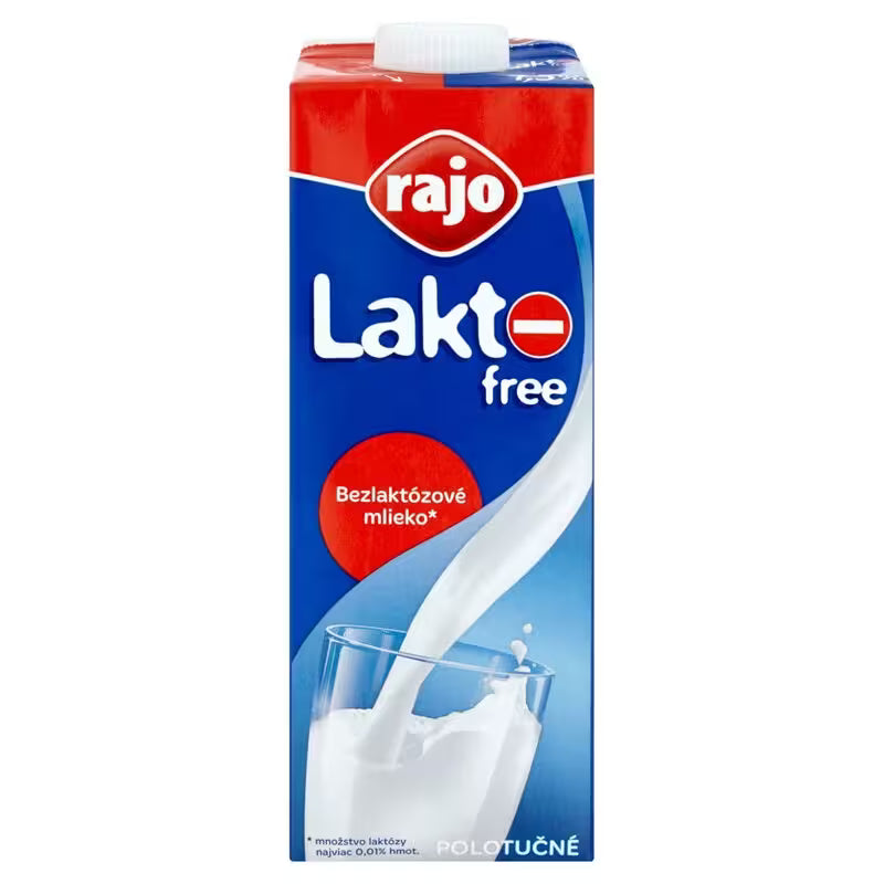 Mlieko polotučné 1,5% bezlaktózové 1l Rajo